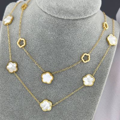 18K gold plated Stainless steel &quot;Flowers&quot; necklace