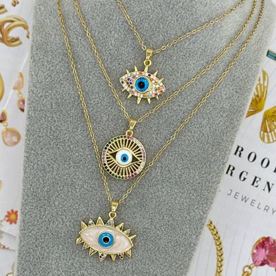 18K gold plated Stainless steel &quot;Evil Eye&quot; necklace