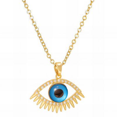 18K gold plated Stainless steel &quot;Evil Eye&quot; necklace