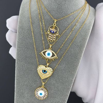 18K gold plated Stainless steel &quot;evil eye&quot; necklace