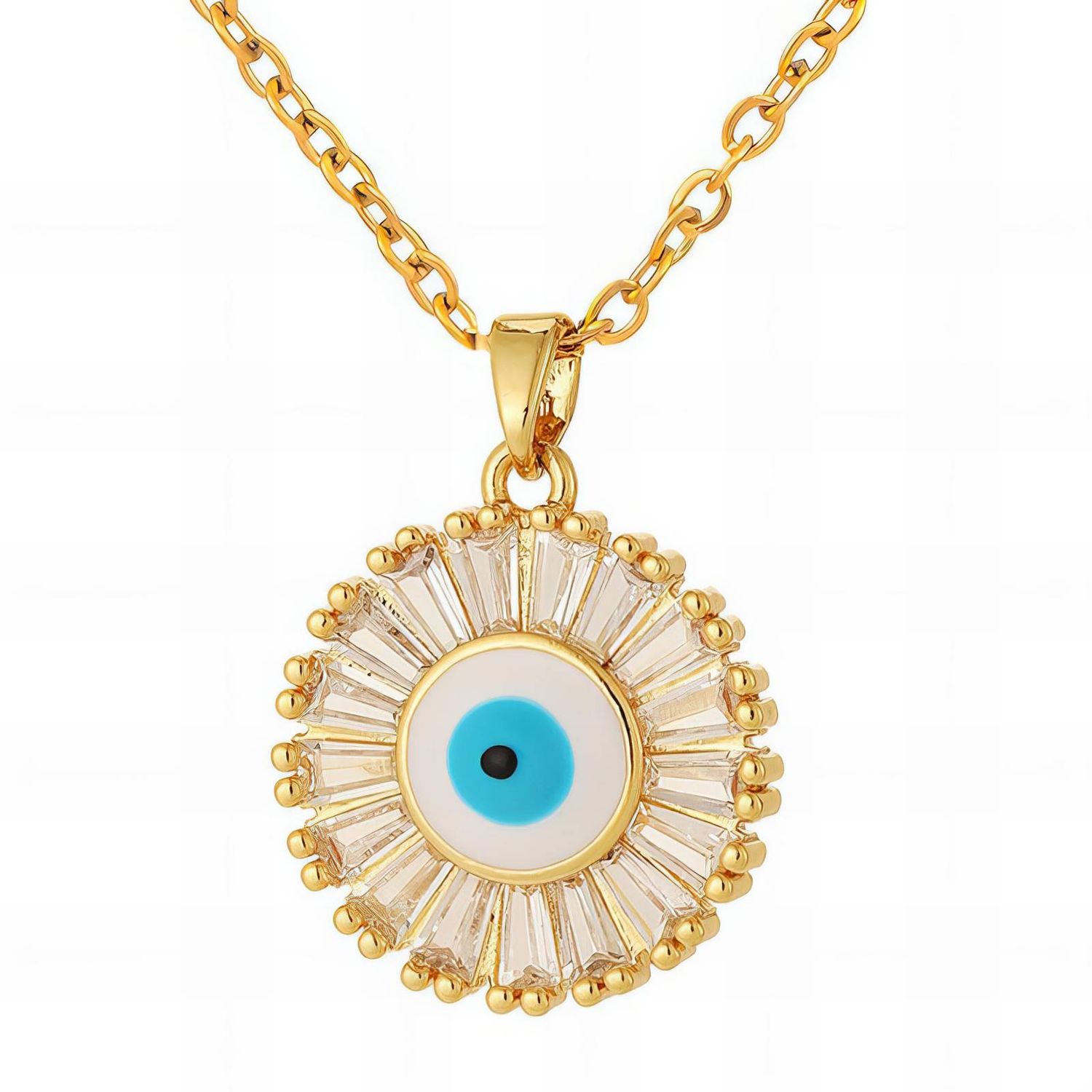 18K gold plated Stainless steel &quot;Evil Eye&quot; necklace