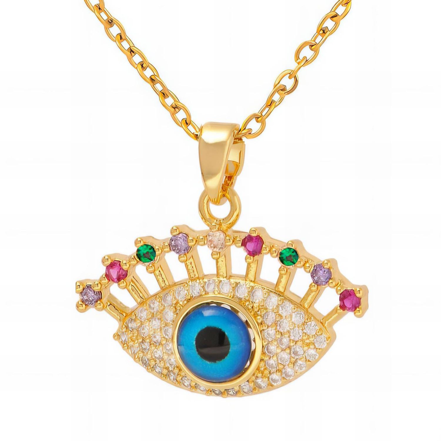 18K gold plated Stainless steel &quot;Evil Eye&quot; necklace