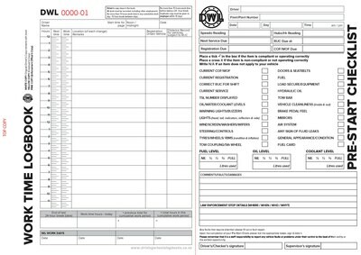 A4 Driving Wheels Worktime Logbook  (DWL) - NZTA Approved