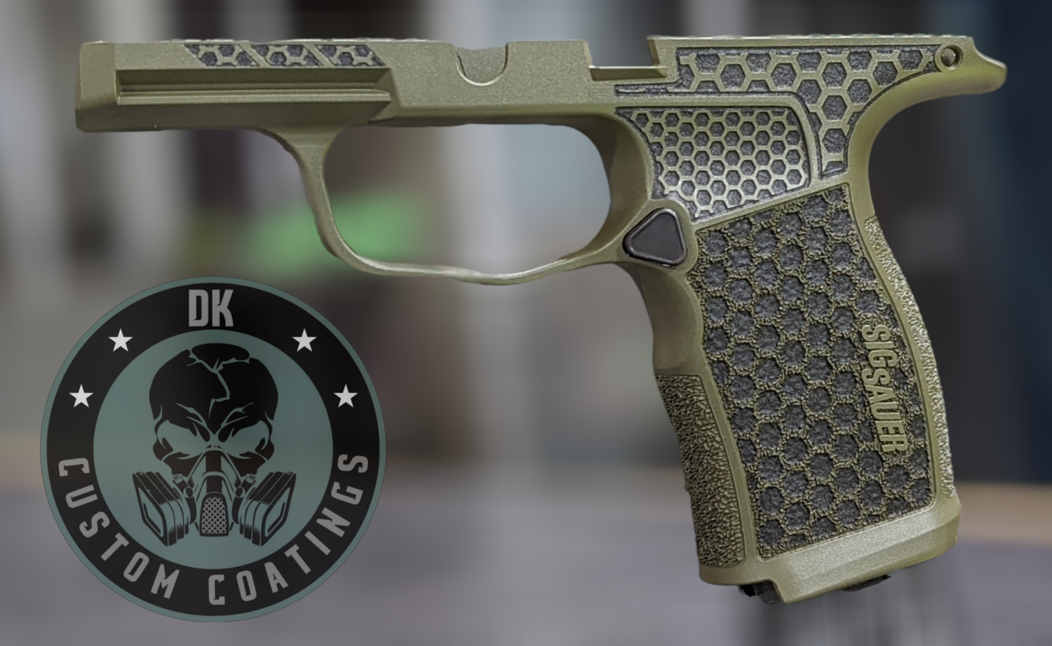 Sig Sauer P365XL Grip Module ODG Cerakote and Hexagon Stippling