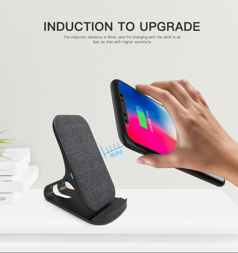 Wireless Phone Charger Stand, Sleek and Modern Charging Dock, Rapid 10W, 7.5W Phone Charger