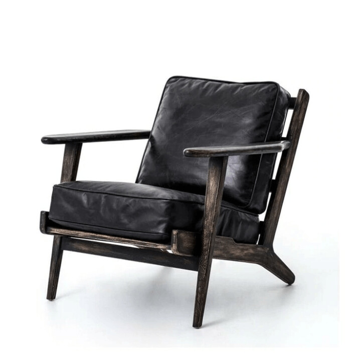 SMOKE LEATHER LOUNGE CHAIR