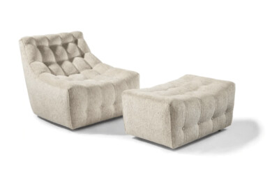 TOMMY TUFTED CHAIR AND OTTOMAN