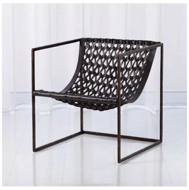 KNIT & PEARL CHAIR-BRONZE-DARK BROWN LEATHER