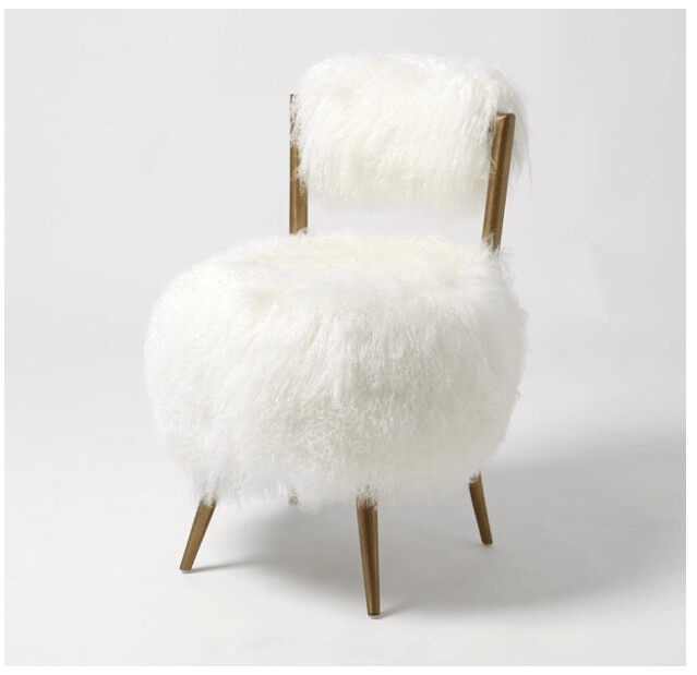 HANNAH CHAIR-MONGOLIAN LAMB-WHITE