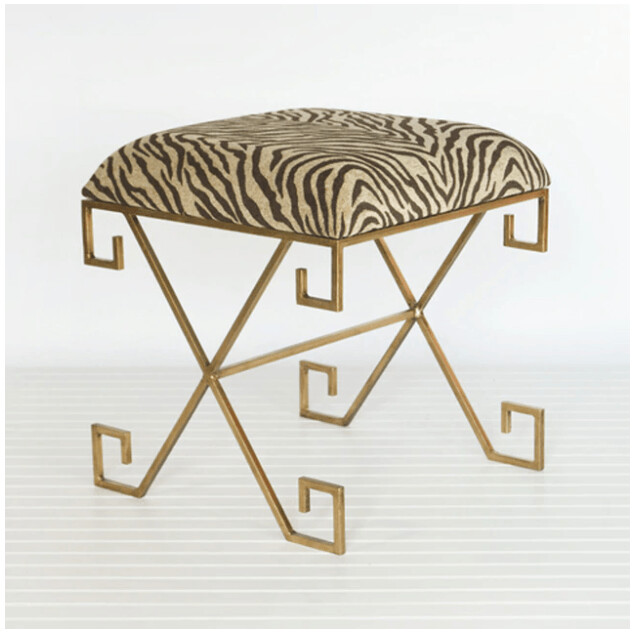 GREEK KEY STOOL WITH ZEBRA UHOLSTRY