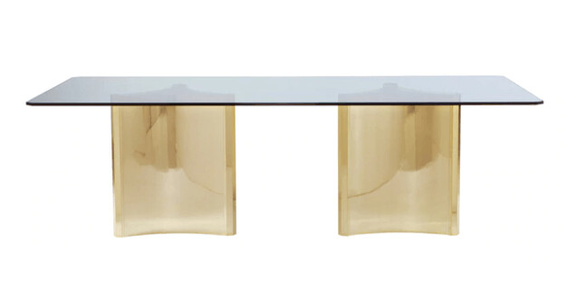 AUBREY DINING TABLE W/ GLASS TOP
