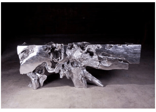 ORGANIC CONSOLE TABLE SILVER LEAF
