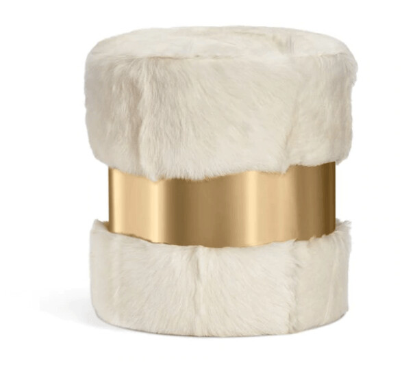 SALASKI STOOL - IVORY GOAT/ BRASS