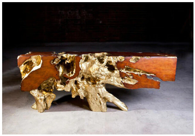 ORGANIC GOLD LEAF CONSOLE TABLE
