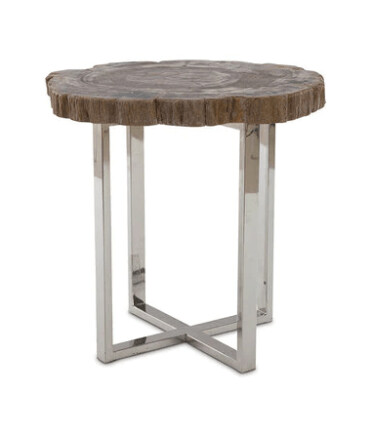 EXOTIC PETRIFIED WOOD SIDE TABLE