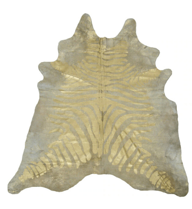 GOLD RUSTIC ZEBRA COWHIDE