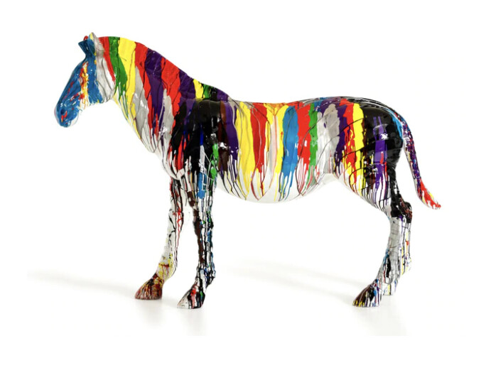 DRIPING RAINBOW ZEBRA SCULPTURE