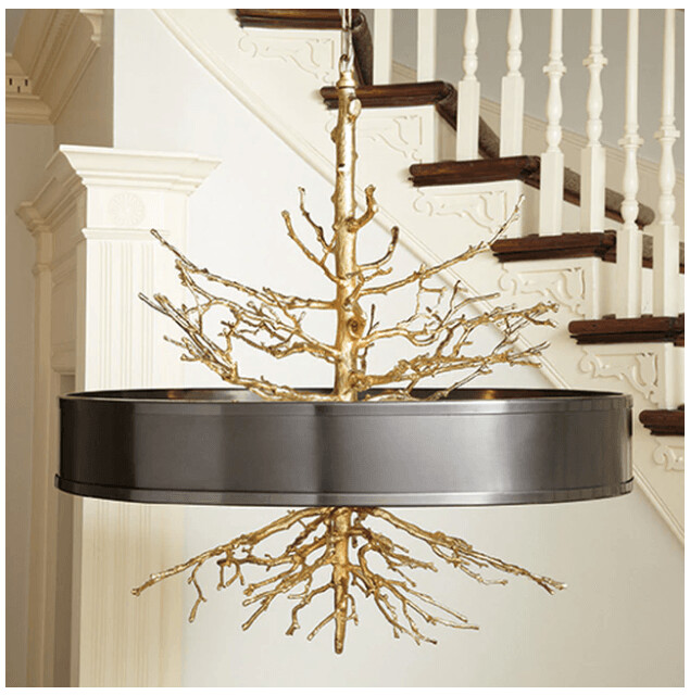 TWIG PENDANT BRASS WITH BRONZE SHADE