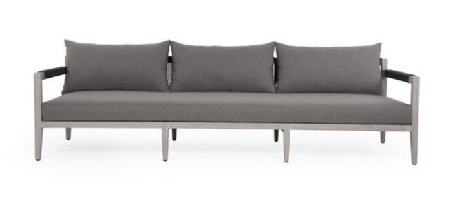 SHERWOOD OUTDOOR SOFA, WEATHERED GREY