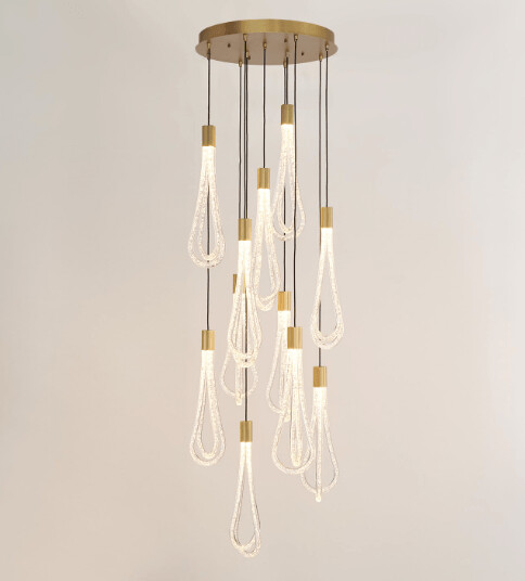 ROUND LAYERED RAINDROP CHANDELIER