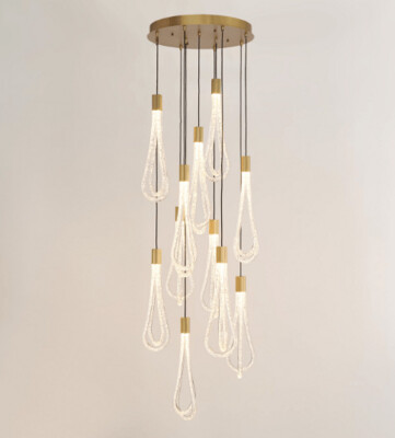 ROUND LAYERED RAINDROP CHANDELIER