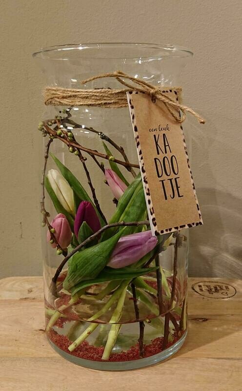 Kadootje - tulpen in glas