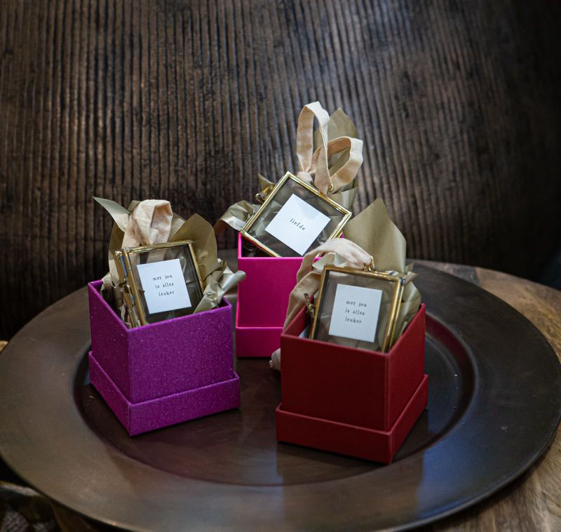 Fotolijstje in doosje met tekst