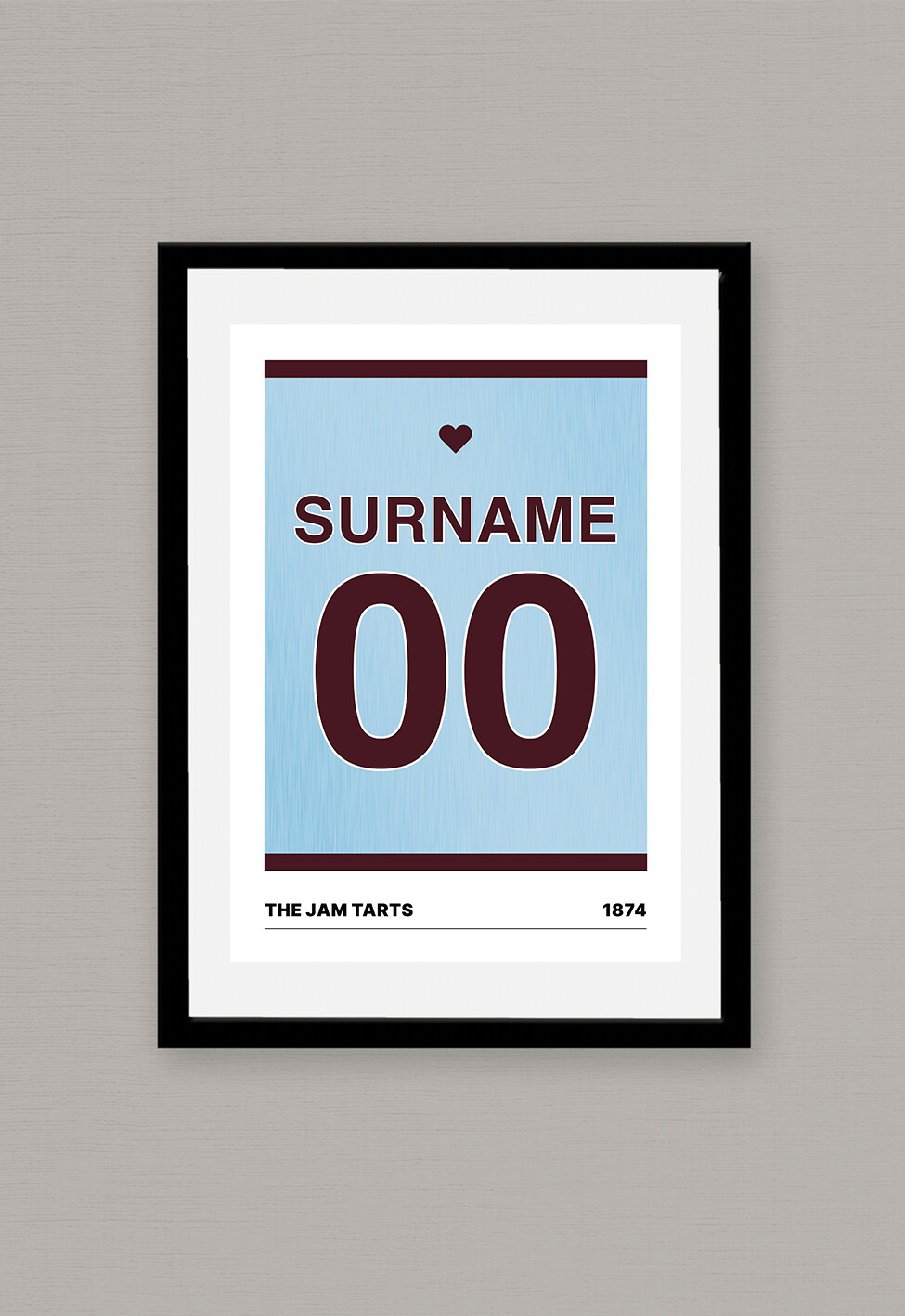 A4 Personalised Shirt Poster - Heart of Midlothian 2