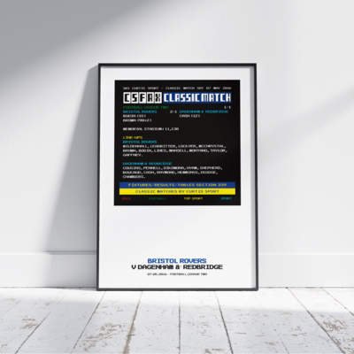 A4 POSTER - 'Ceefax Classic Matches Series' - Bristol Rovers v Dagenham & Redbridge - 07/05/16