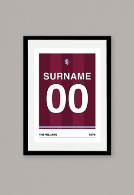 A4 Personalised Shirt Poster - Aston Villa 1
