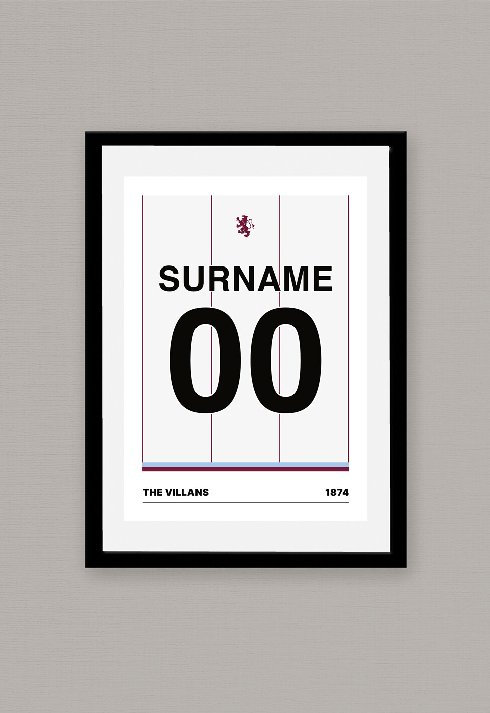 A4 Personalised Shirt Poster - Aston Villa 2