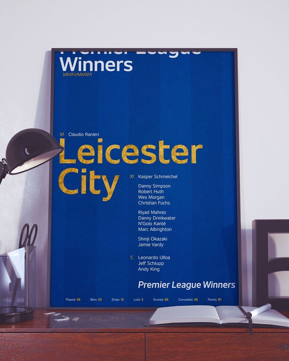 A4 POSTER - Leicester City Premier League Winners