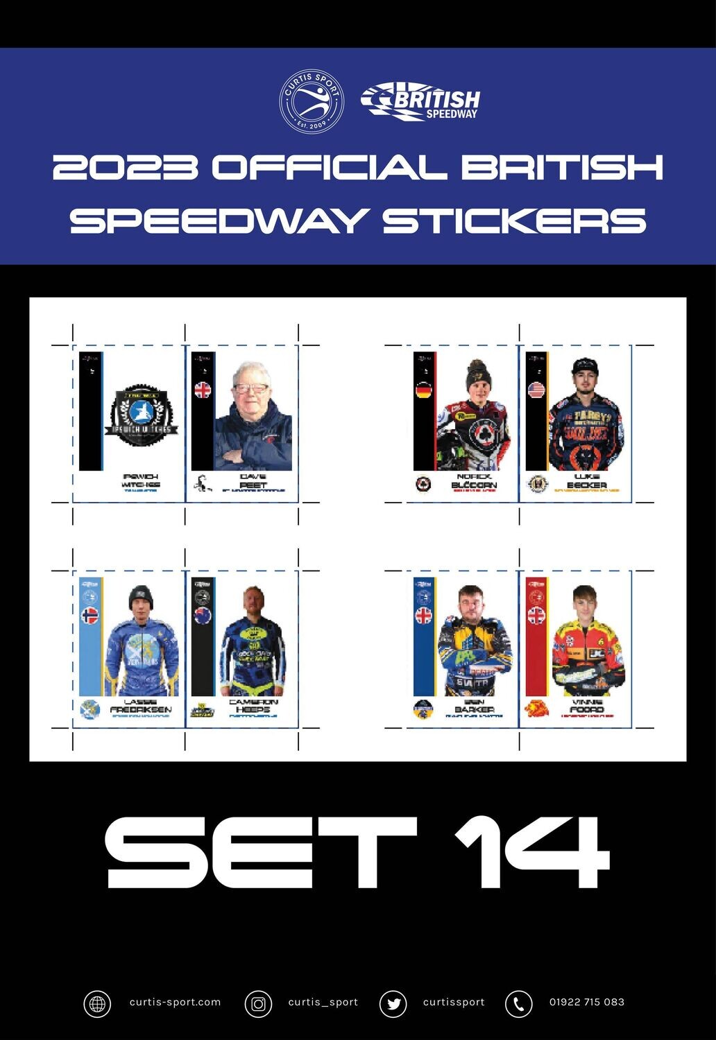 2023 Official British Speedway Stickers - Set 14
