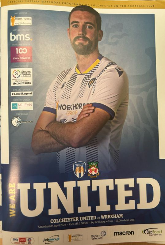 Colchester United v Wrexham - 06/04/24