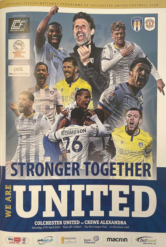Colchester United v Crewe Alexandra - 27/04/24