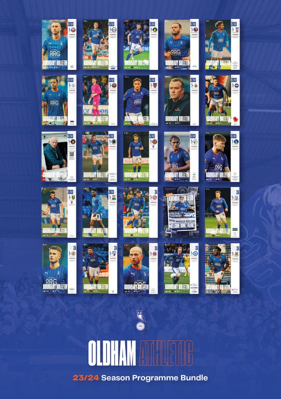 Oldham Athletic 2023/24 Home Matchday Programme Collection - SPECIAL OFFER