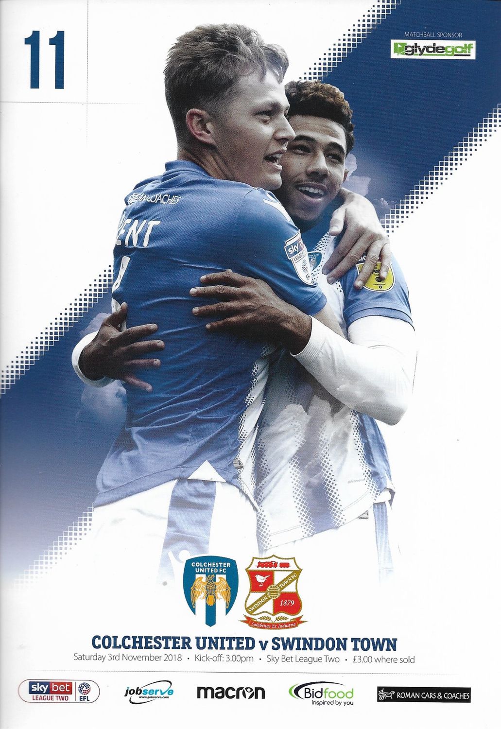 Colchester United v Swindon Town - 03/11/18