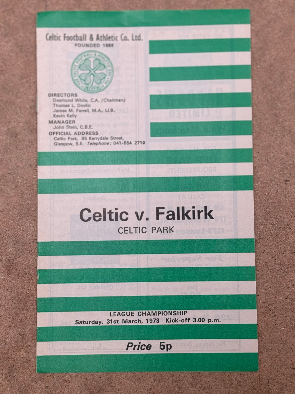 Celtic v Falkirk - 31/3/73