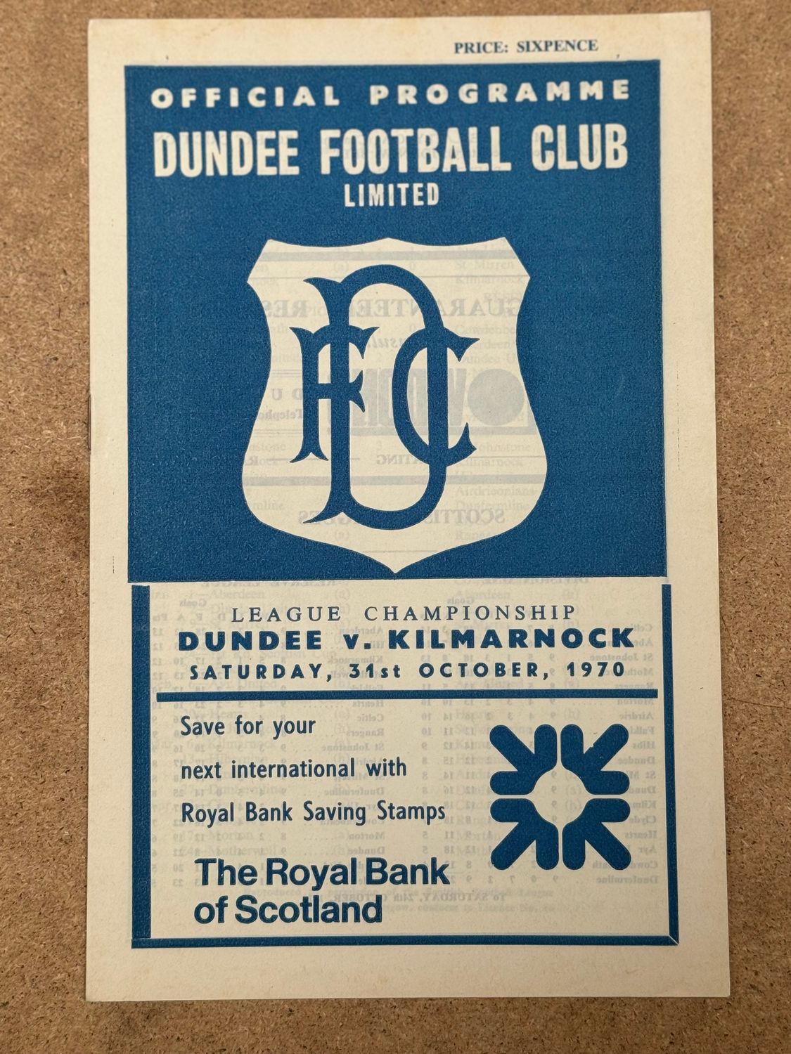 Dundee v Kilmarnock - 31/10/70