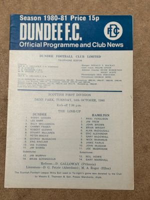 Dundee v Hamilton Academical - 14/10/80