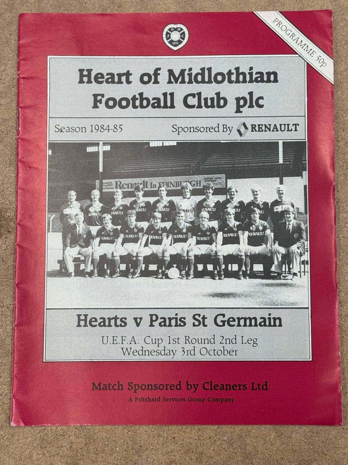 Hearts v Paris St Germain - 3/10/84