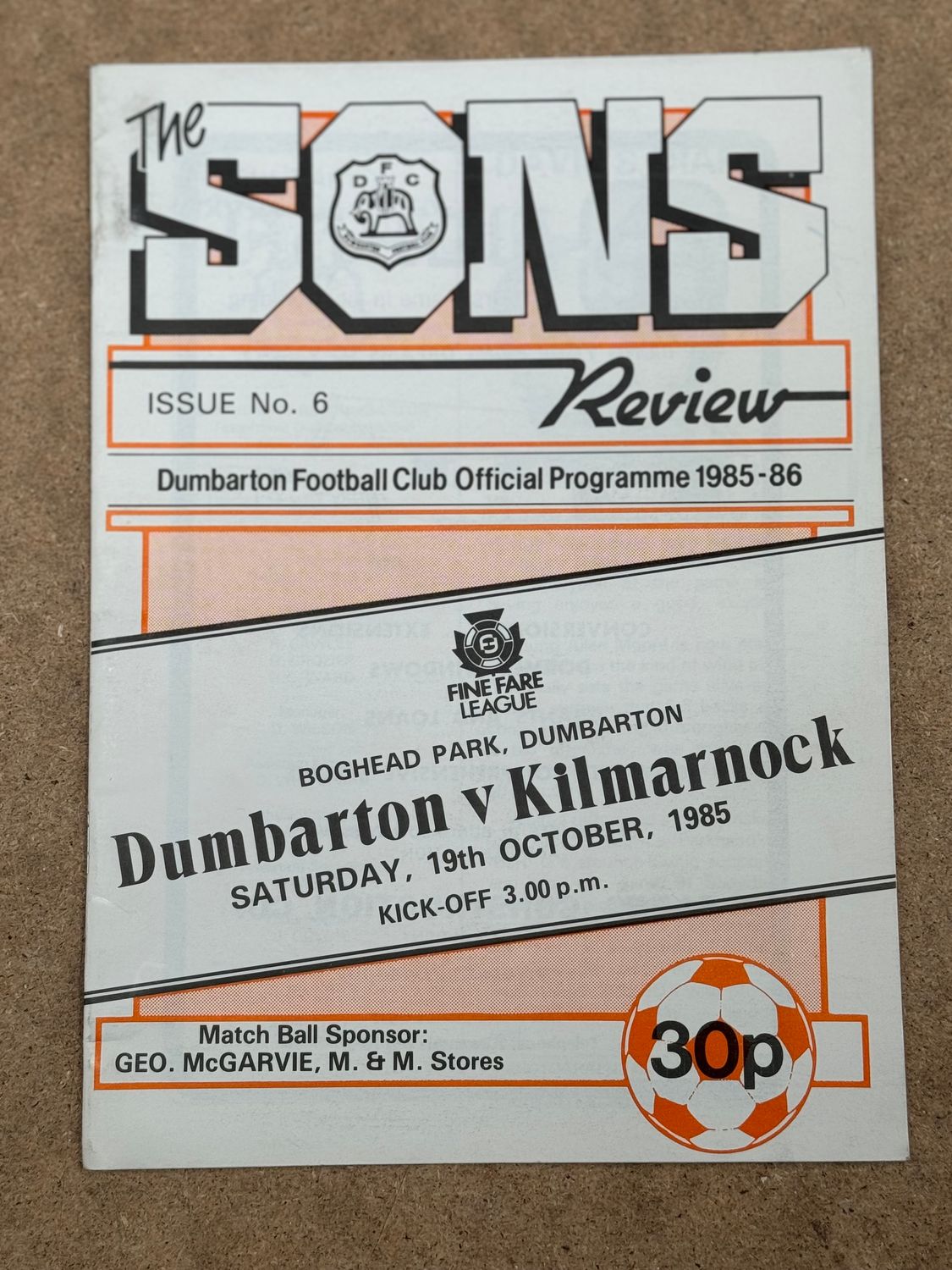Dumbarton v Kilmarnock - 19/10/85