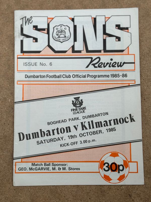 Dumbarton v Kilmarnock - 19/10/85