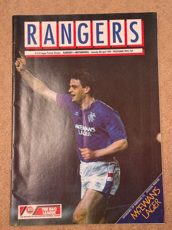 Rangers v Motherwell - 8/4/89