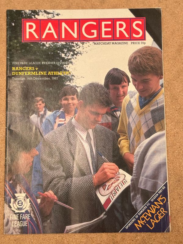 Rangers v Dunfermline Athletic - 14/12/87