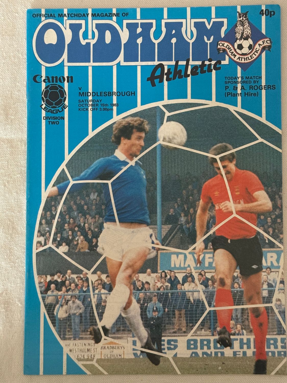 Oldham v Middlesbrough - 15/10/83