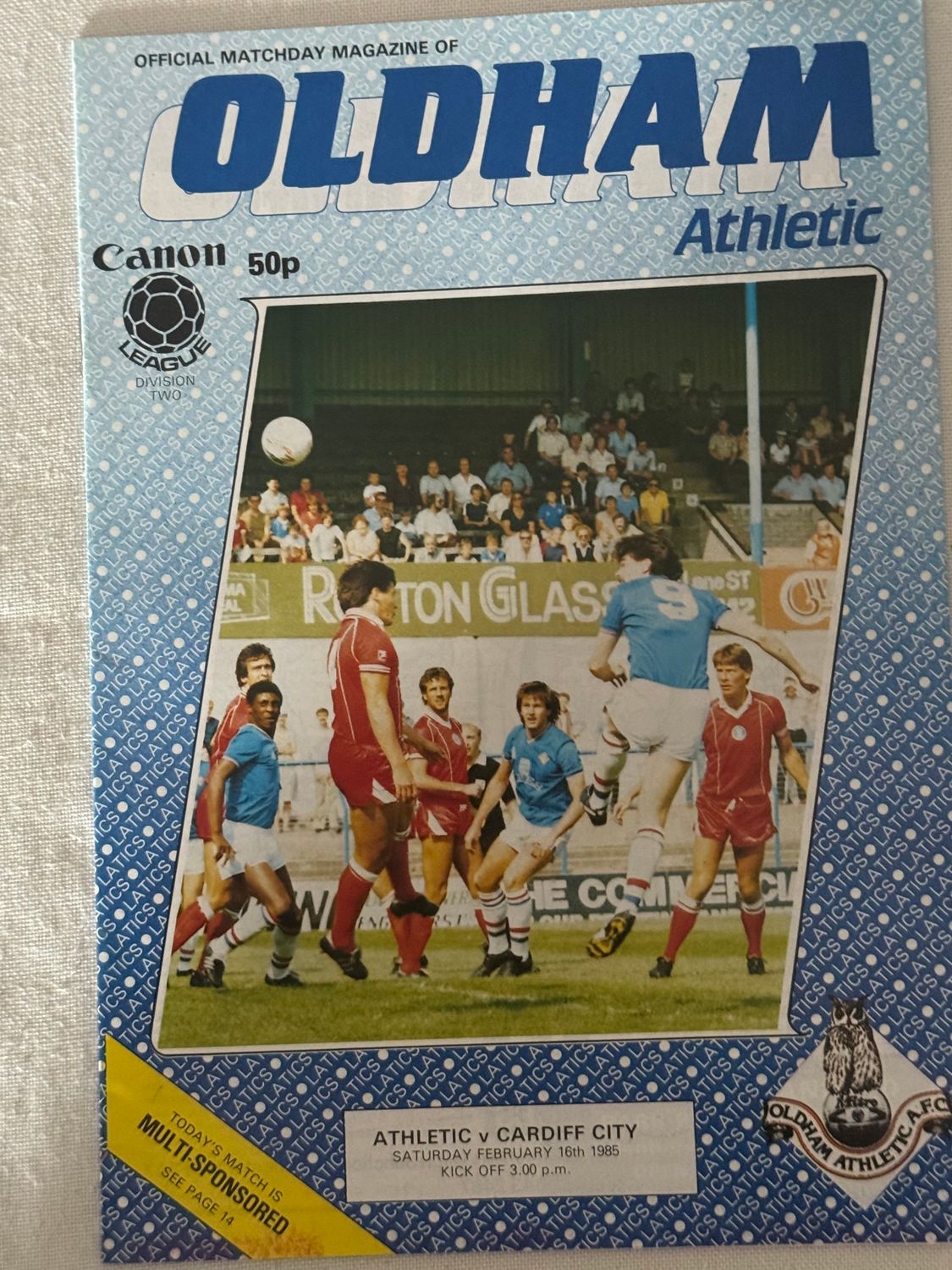 Oldham v Cardiff City - 16/2/85