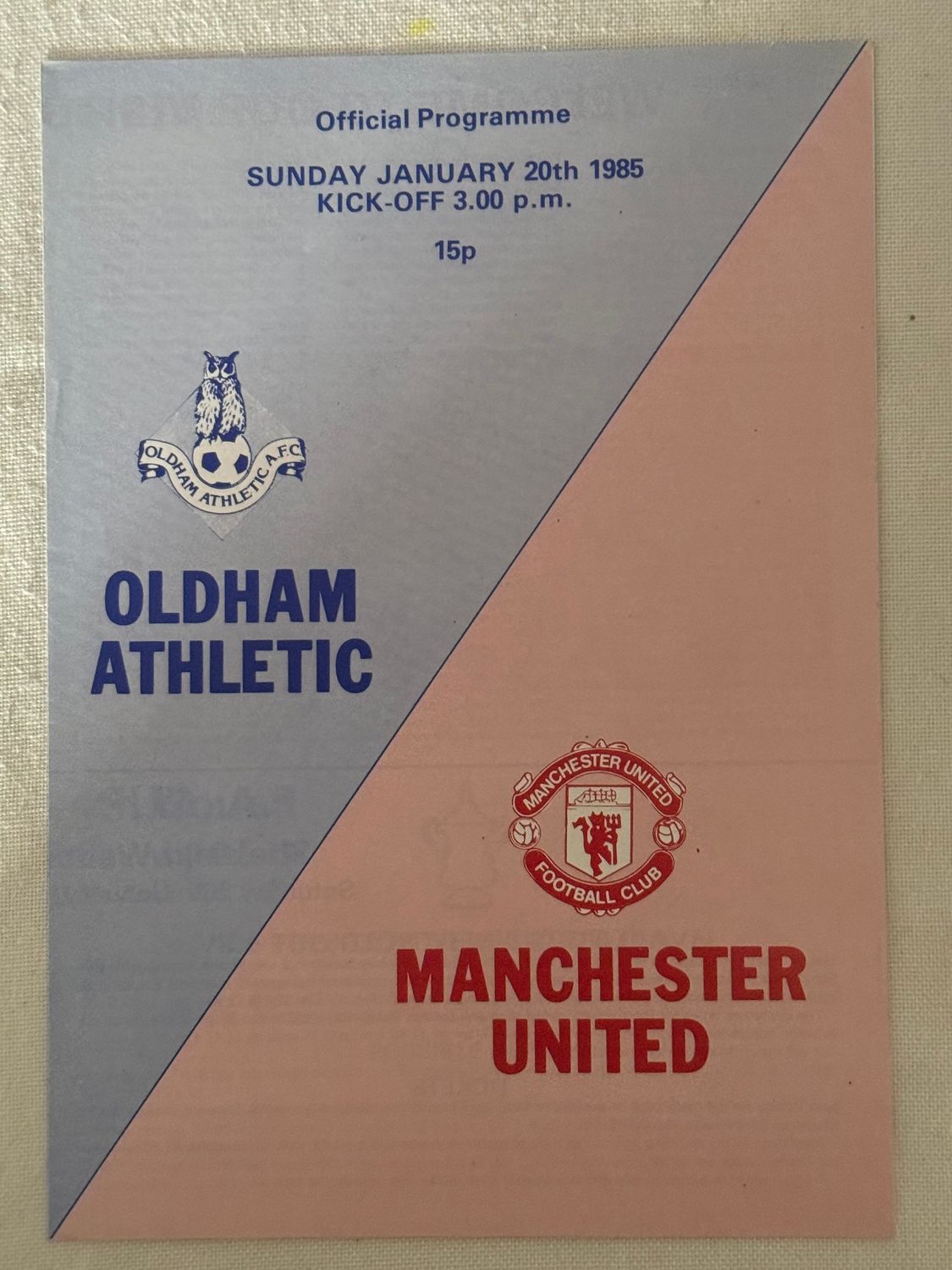 Oldham v Manchester United - 20/1/85