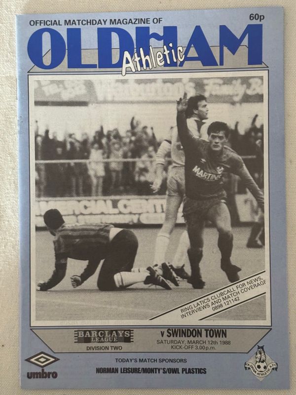Oldham v Swindon Town - 12/3/88