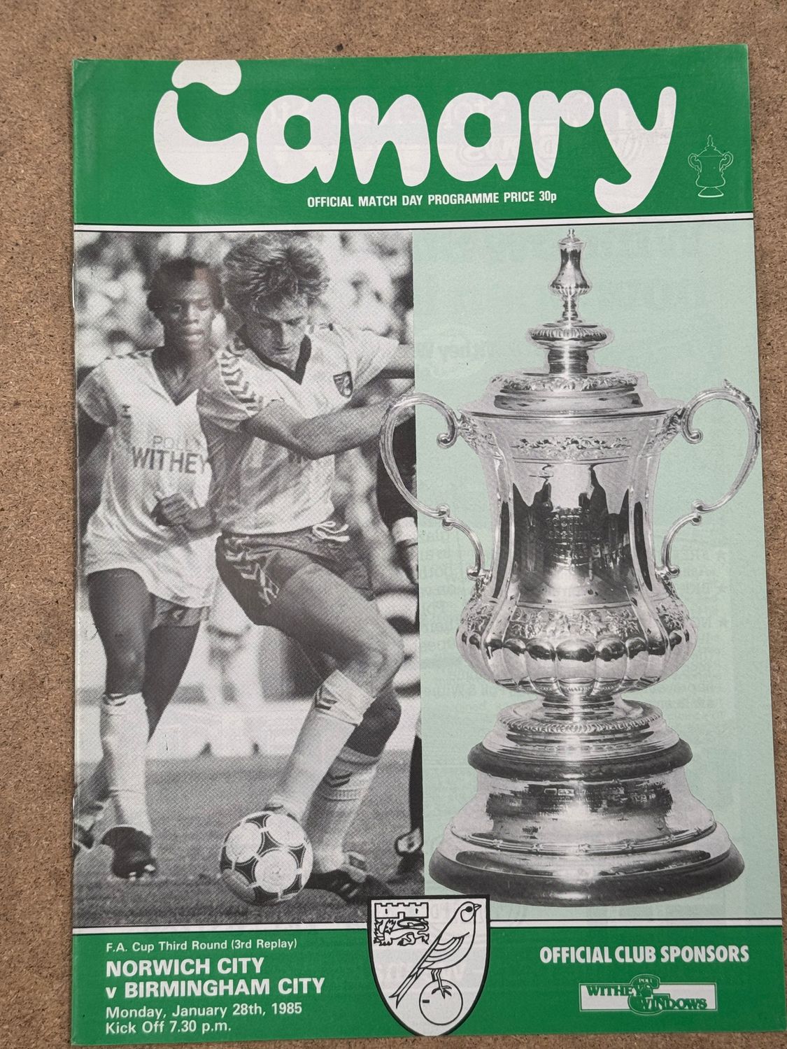 Norwich City v Birmingham City - 28/1/85